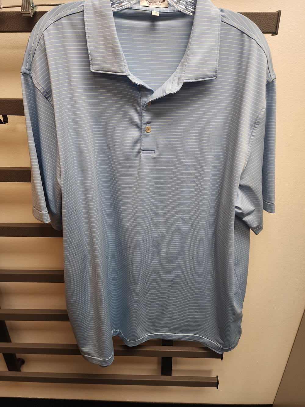 Peter Millar Light Grey Thin-Striped Polo